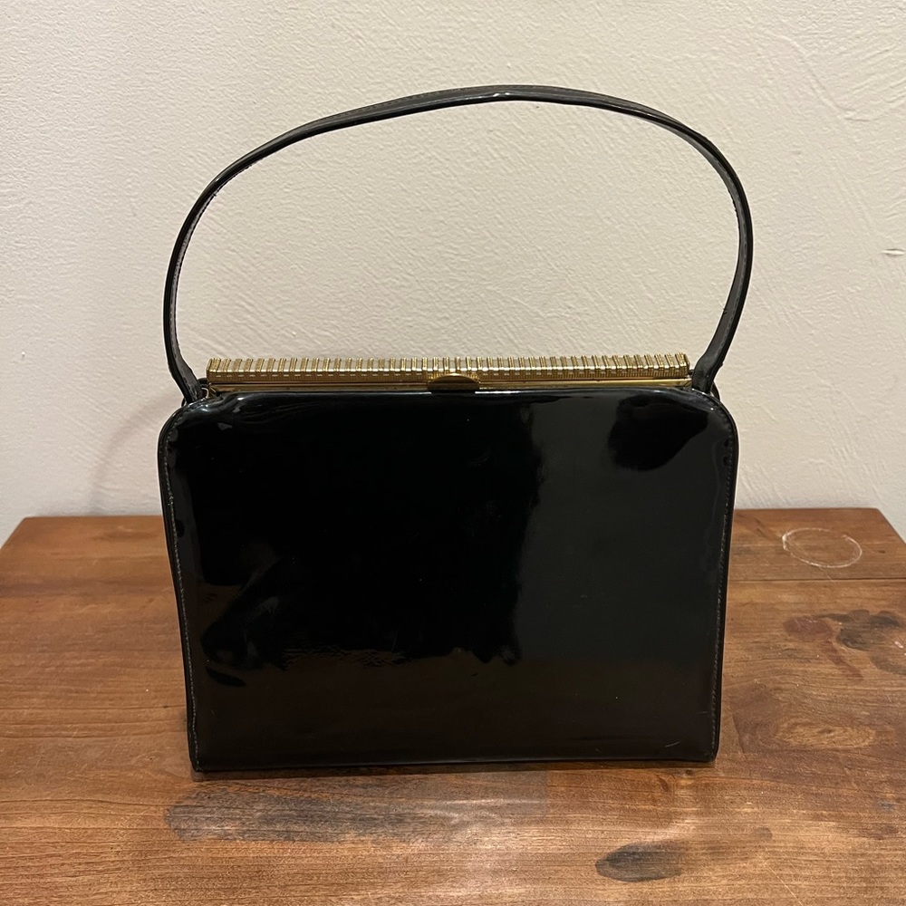 Minimalist Top Handle Patent Leather Handbag